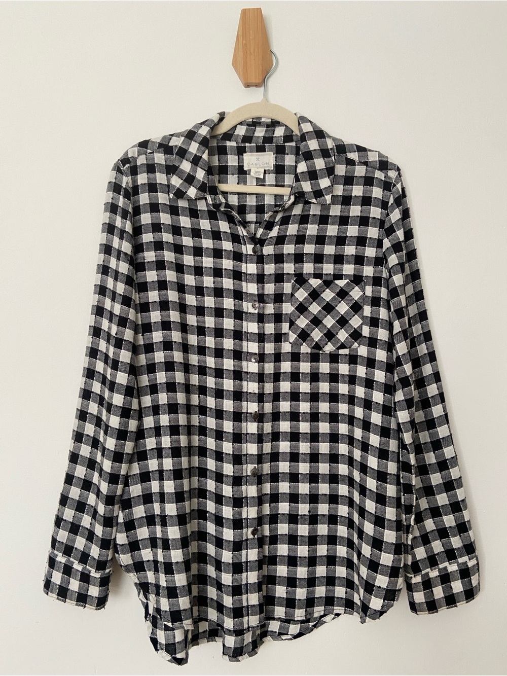 Caslon Flannel Black and White Checkered Button Up Shirt size Small